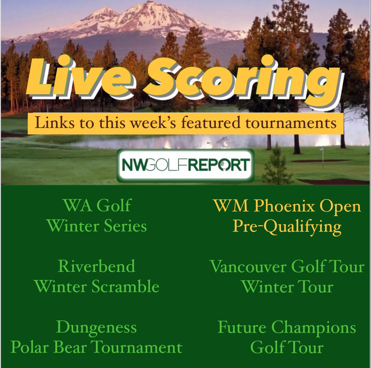 🔗 Leaderboard Links This Week's Featured Tournaments and Live Scoring